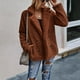 thumbnail image 4 of Gibobby Chamarra mujer, Abrigos esponjosos para mujer, chaquetas de oveja mullidas con cierre, estilo novio, clásico, sherpa, manga larga(Marrón,CH), 4 of 5