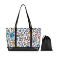 thumbnail image 7 of FORMRS Canvas Laptop Tote Bag for Women with 15.6" Computer Compartments Shoulder Handbag, Doodle Pattern, 7 of 7