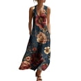 thumbnail image 3 of ClodeEU Women's Printed V Neck Sleeveless Flowy Dress ,Casual Summer Midi Dress K-Multicolor,Womens Plus XXL, 3 of 9