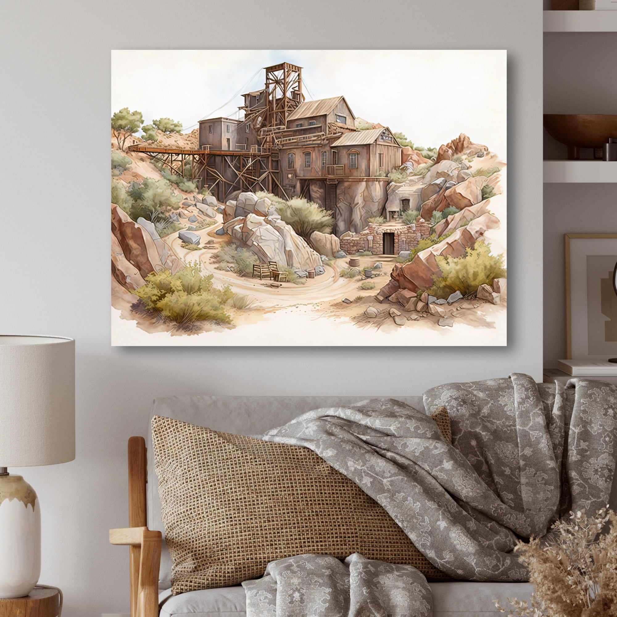Designart Arizona Wild West Gold Mine I Canvas Wall Art