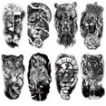 thumbnail image 2 of Tatuaje Brazo Animal 3D Impermeable Tigre León WDOplteas para Adultos Amante Pareja, 2 of 9