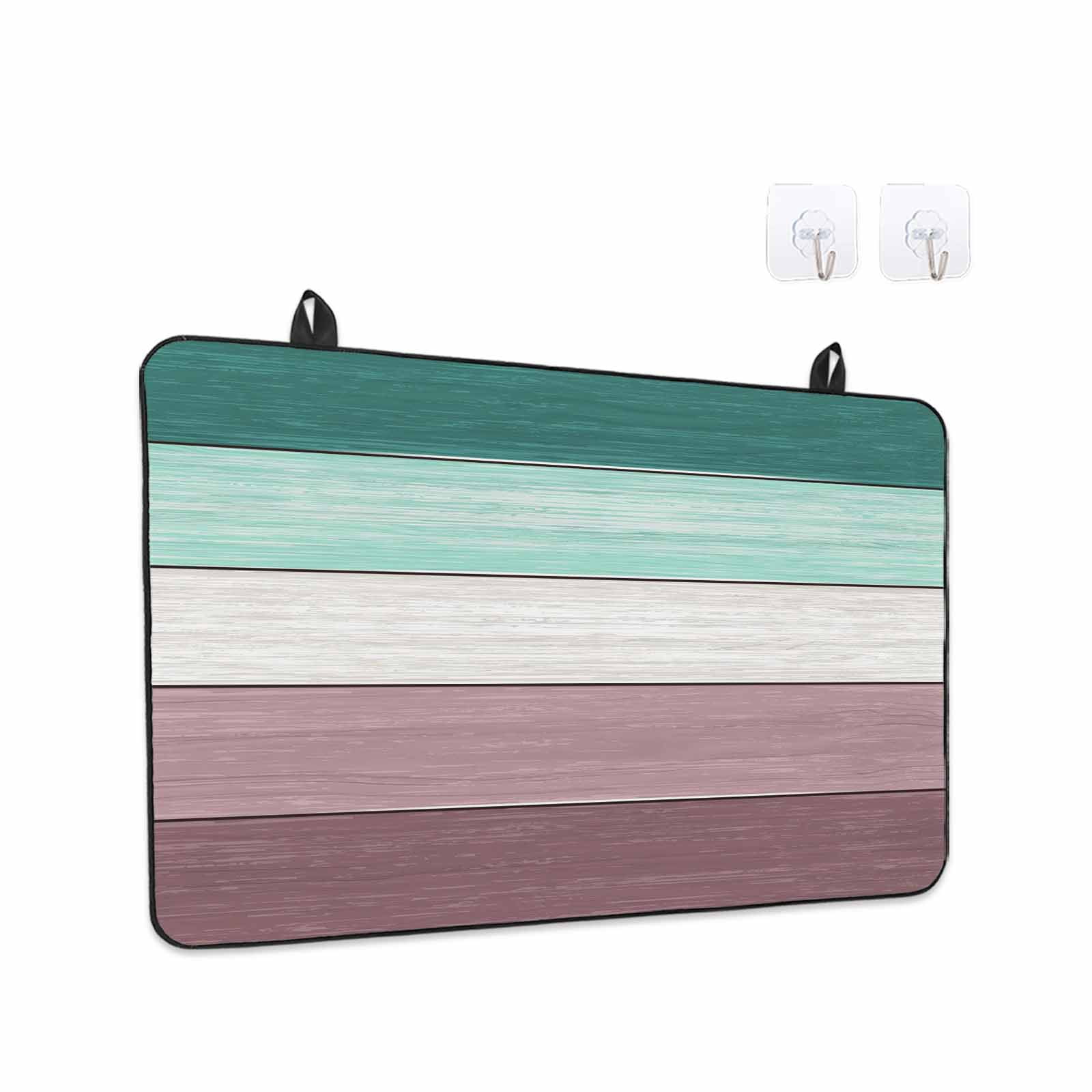 Purple Green Wood Grain Stove Top Cover for Electric Stove, Heat-proof & Non Slip Glass Top Stove Cover Protector, Rustic Retro Wooden Plank Kitchen Flat Cooktop Rubber Mat 36x21 Inches