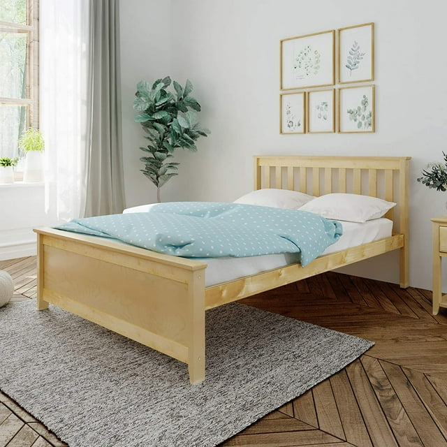 BEDSMART Lit Double en Bois Massif / Naturel