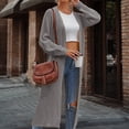 thumbnail image 7 of NIUREDLTD Long Cardigans Women's Solid Color Front Cardigan Long Loose Casual Oversized Sweater Jacket Cardigan Sweaters For Women Grey S, 7 of 7