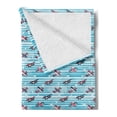 thumbnail image 2 of Vintage Airplane Soft Flannel Fleece Blanket, Retro Colorful Propeller Planes on Horizontal Striped Backdrop with Dots, Cozy Plush for Indoor and Outdoor Use, 50" x 60", Multicolor, by Ambesonne, 2 of 5