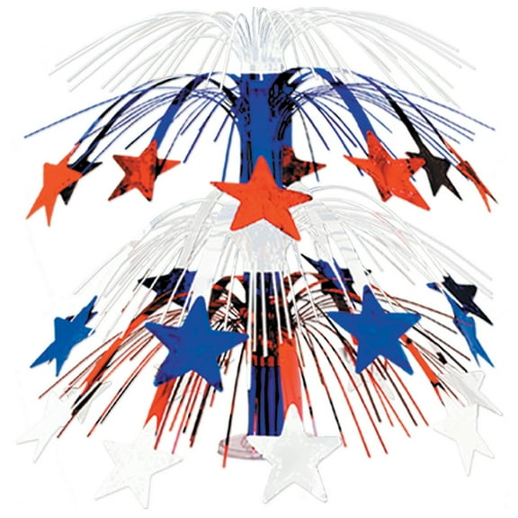 Party Central Club Pack of 6 Red and Blue Cascade Star Cut-Out Table Centerpiece Decors 18"