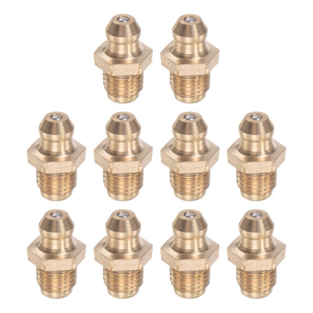 Unique Bargains Brass Straight Hydraulic Grease Fitting Accessories G1/16 Thread 10 Pack