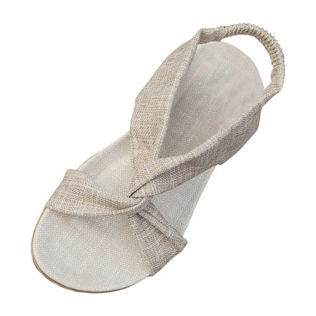 

Ediodpoh Fashion Spring and Summer Women Sandals Outdoor Roman Style Sandals Straps Linen Flat Bottom Women s Sandals Grey 8.5(41)