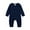 Dark Blue, variant on Newborn Baby Solid Color Jumpsuit Spring and Autumn Long-Sleeved Clothes Set Girls Boys Cotton Jumpsuit 0-24M