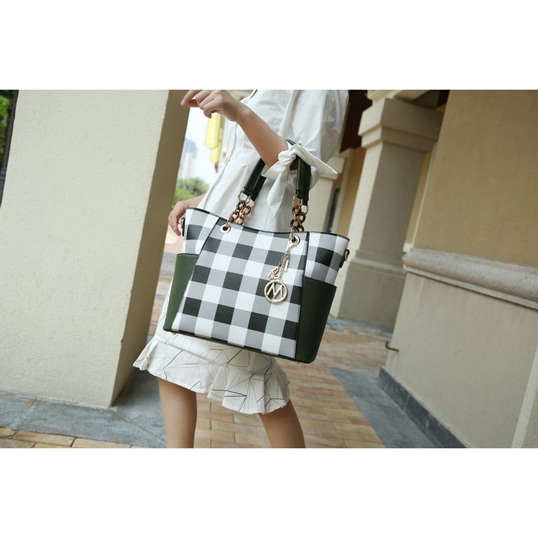 MKF Collection Bonita Checker Women's Tote Bag with Wristlet