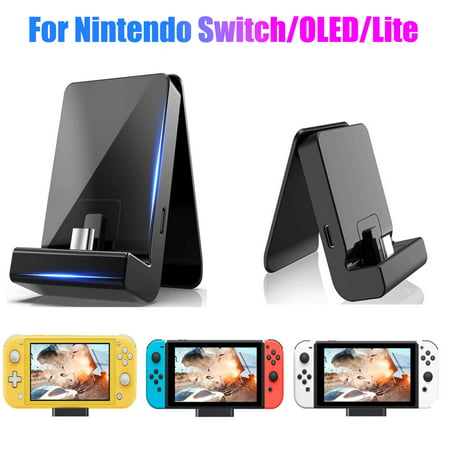 Charging Dock Fit for Nintendo Switch/Switch Lite/Switch OLED Model, Switch Portable Compact Adjustable Charger Stand Station with Type C Charging Port, Black