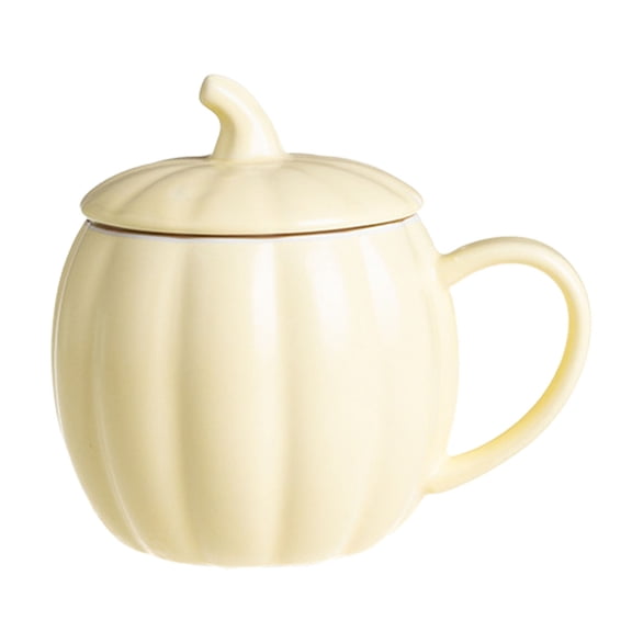 Microwave Safe Pumpkin Ceramic Coffee Mug With Lid Autumn Fall Halloween Novelty Cup Yellow