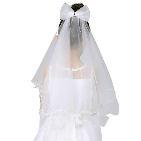 Wedding Veil for Kids with Comb Girls First Communion Veil Tulle Veils Wedding Hair Accessories 2 Tier Short Length