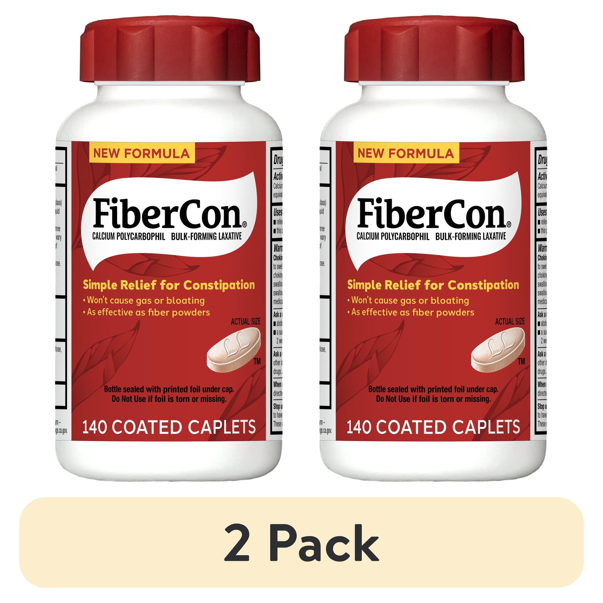 (2 pack) FiberCon Constipation Relief, 140 Caplets