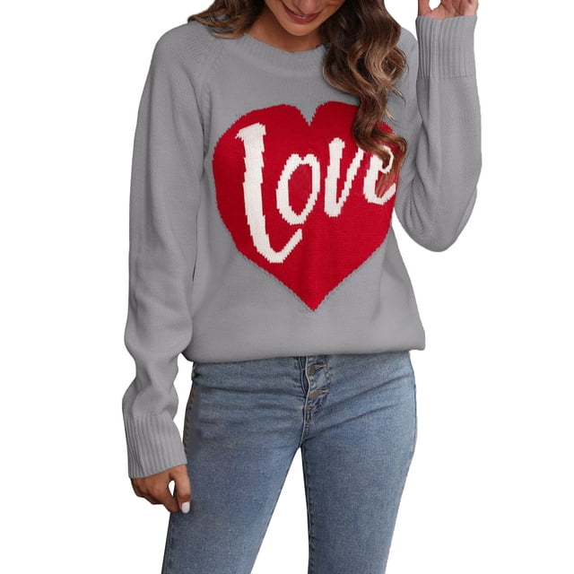 Gibobby Suéter casual mujer, Suéter de punto de manga larga sólido con cuello redondo para mujer(B,M)