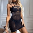 thumbnail image 1 of Body de malla de una pieza con purpurina de diamante sexy para mujer, 1 of 5