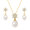 White+Gold, variant on 9-10mm Freshwater Purple Pearl Necklace and Earrings Set for Women 925 Sterling Silver Teardrop Pearl Jewelry
