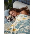 thumbnail image 3 of Spring Meadow Blooms King Size Flat Sheet, Wrinkleproof & Fadeproof Cooling Flat Bed Sheet Only, Teal Yellow Botanical Breathable Soft Bedding Top Sheets 105 x 98 Inches, 3 of 8