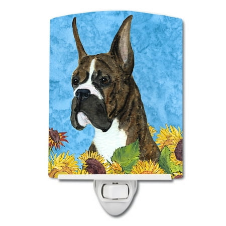 

Caroline s Treasures SS4141CNL Boxer in Summer Flowers Ceramic Night Light 6x4x3 multicolor