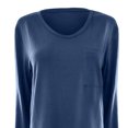 thumbnail image 6 of Abcnature Long Sleeve Solid Pullover T-Shirt Tops For Women Autumn Winter O-Neck Side Split Sweatshirt Ladies Casual Loose Tunic Blouse Tops Dark Blue M, 6 of 7