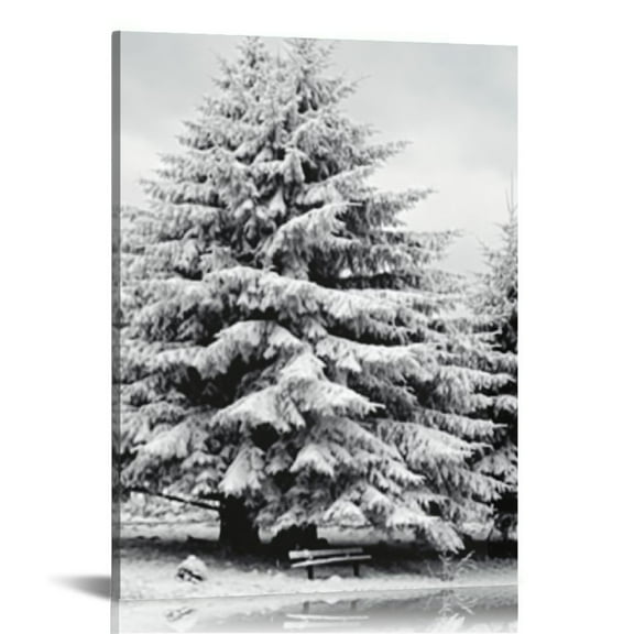 ONETECH Wall Art Decorations Snow Covered Trees in The Winter Forest Floral Painting Print on Canvas Black and White Wall Art for Home Office Decor Modern Artwork Ready to Hang 12x16 in