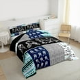 thumbnail image 3 of Manfei Hockey Ball Gamer Queen Comforter Set,Sport Theme Bedding Sets,Patchwork Geometric Checkered Bedding Comforter Set For Teens,Super Cozy Room Decor Reversible,3pcs, 3 of 8