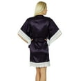 thumbnail image 5 of Bimba Women Kimono Sleeve Short Satin Robe Bride Bridesmaid Robe Lace Coverup, 5 of 5