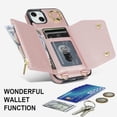 thumbnail image 3 of for iPhone 14 Case Wallet with Strap for Women,Crossbody Lanyard and Wristlet Strap,Zipper Pocket,Credit Card Holder,Ring Stand,RFID Blocking Phone Wallet Cases(6.1 inch,Pink), 3 of 18