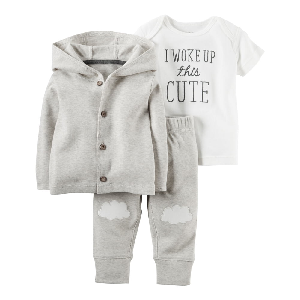 Carters Unisex Baby Clothing Outfit 3Piece Cardigan Set Woke Up This