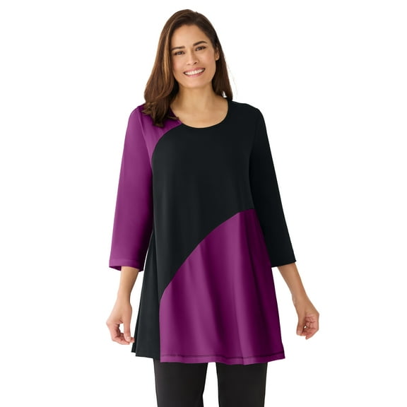Woman Within Plus Size Knit Colorblock Tunic