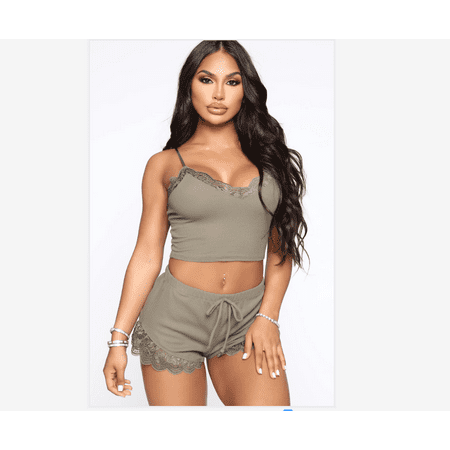 

COUTEXYIWomen Sexy Lace Suspender Top Shorts Pajamas Sets Home Clothes Suit