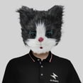 thumbnail image 2 of Máscara de PVC con forma de gato, cara completa, con orejas peludas y nariz rosa, 2 of 2