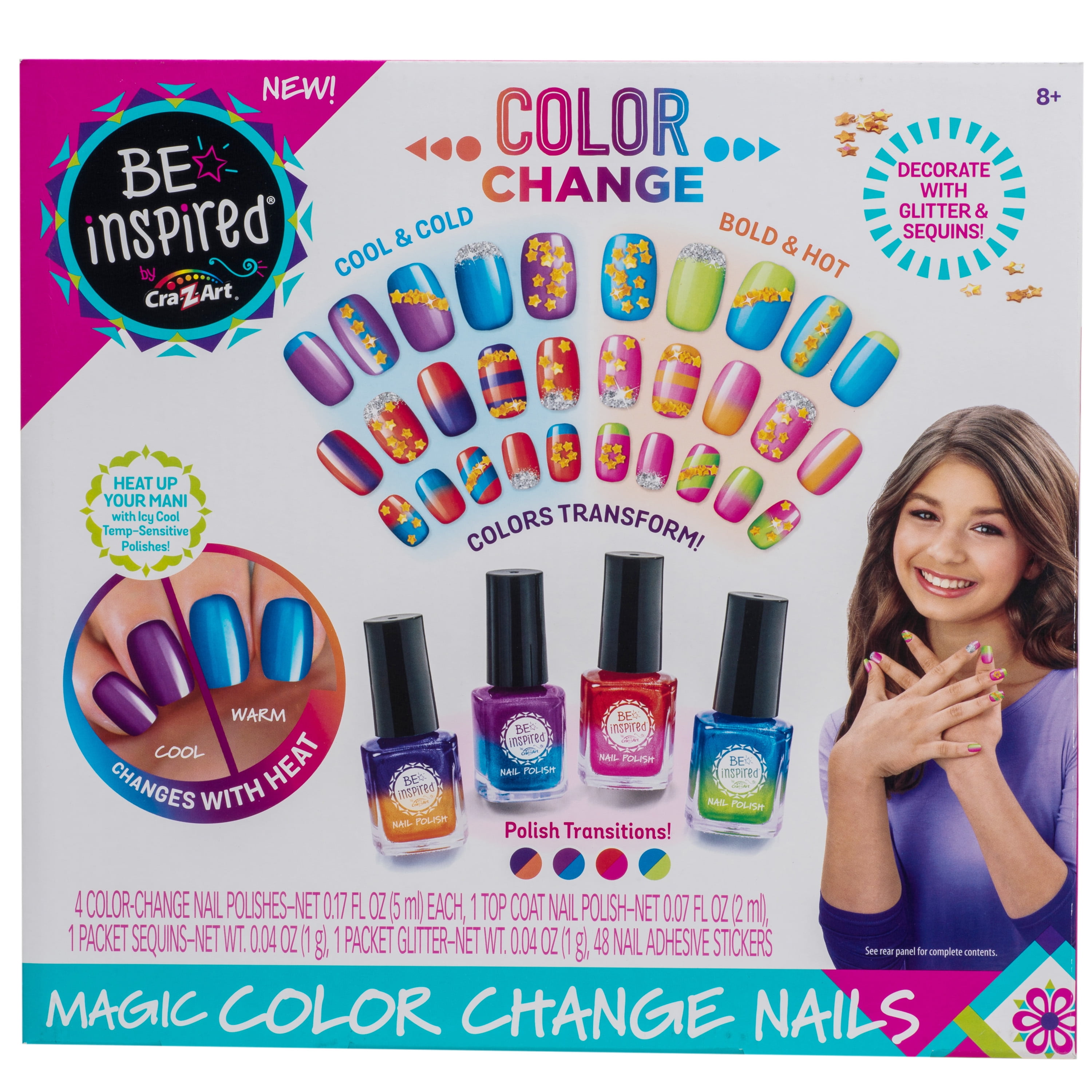 Cra-Z-Art Be Inspired Magic Color Change Nails, Nail Polish Art, Ages 8 and  up, Easter Gift 