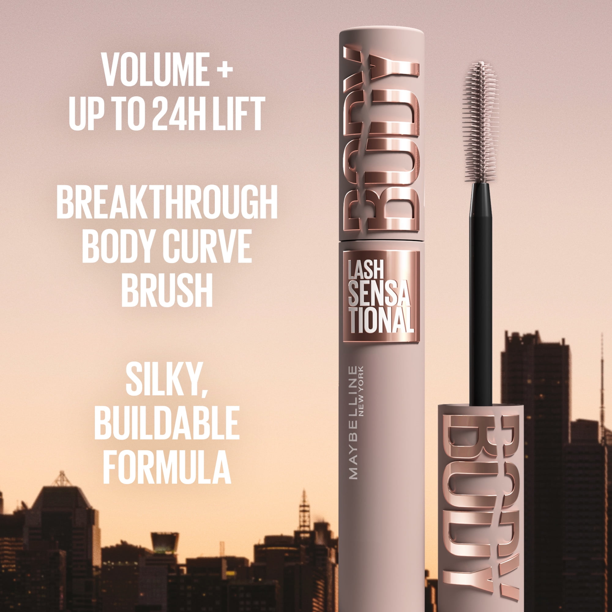 Maybelline New York Lash Sensational Body Washable Mascara, Volumizing, Lifting, Brownish Black, 9ml