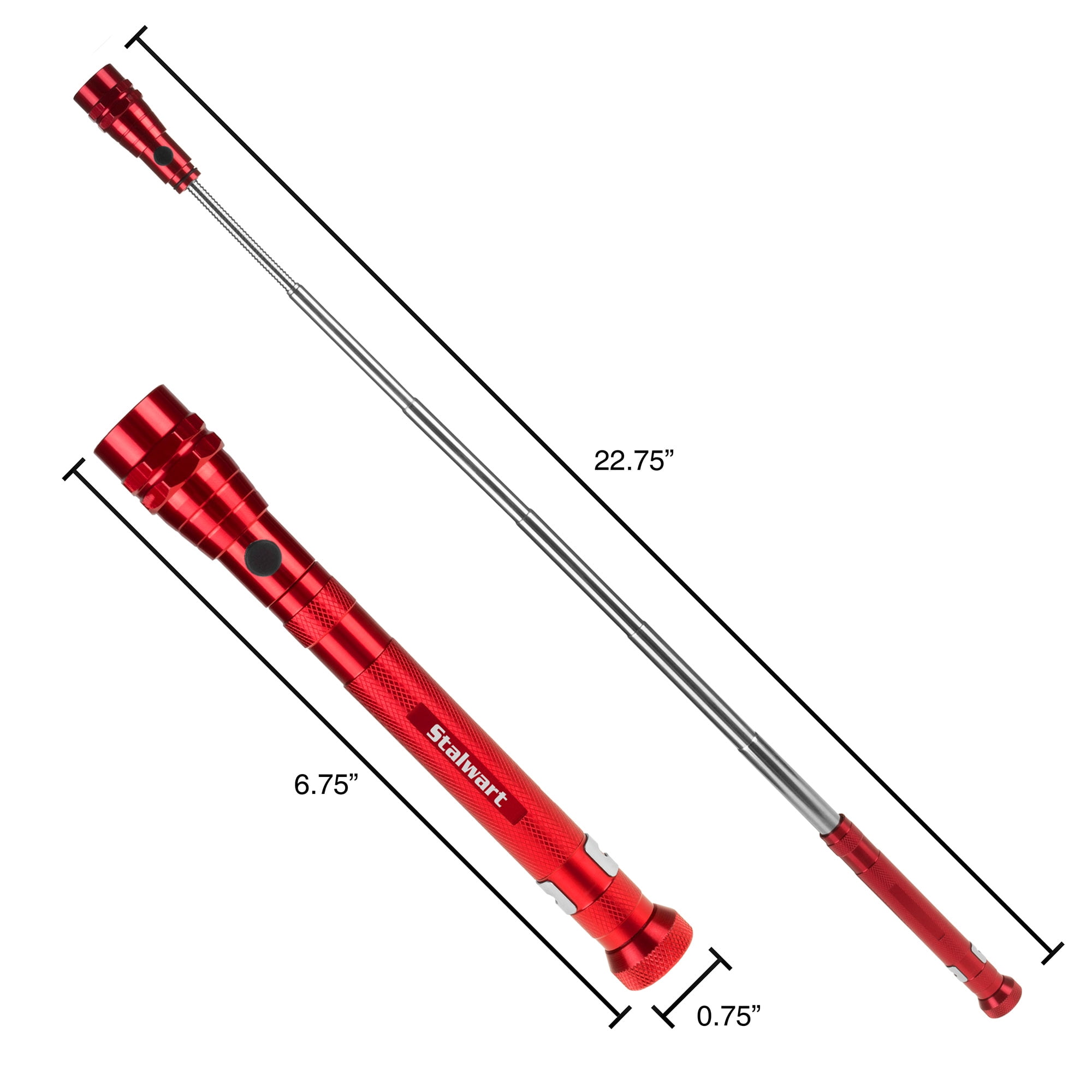 Magnetic Pocket LED Work Light with Flexible, Extendable Telescoping Flashlight, Dual Magnets, and Clip- Lasts Up to 100,000 Hours by Stalwart
