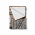 thumbnail image 2 of Rustic Soft Flannel Fleece Throw Blanket, Old Wooden Garage Door American Native Country Farm Style Artwork Image, Cozy Plush for Indoor and Outdoor Use, 60" x 80", Pale Brown and Grey, by Ambesonne, 2 of 6