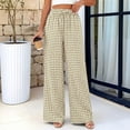 thumbnail image 6 of Yungyresw Gingham Pants Women Elastic Drawstring Waist Lightweight Casual Pants Straight Wide Leg Plaid Lounge Trousers Deep Green L, 6 of 8