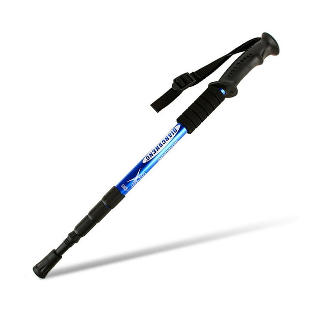 Trekking Pole Adjustable Non-slip Collapsible Hiking Foldable Portable  Walking Sticks Aluminum Alloy Cane Mountaineering Climbing Crutches Blue 