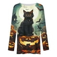 thumbnail image 4 of Jsaierl Womens Halloween Shirts Spooky Pumpkin Ghost Graphic Tees Trendy Round Neck T-shirt Long Sleeve Dressy Casual Blouse Tops Halloween Gifts, 4 of 5