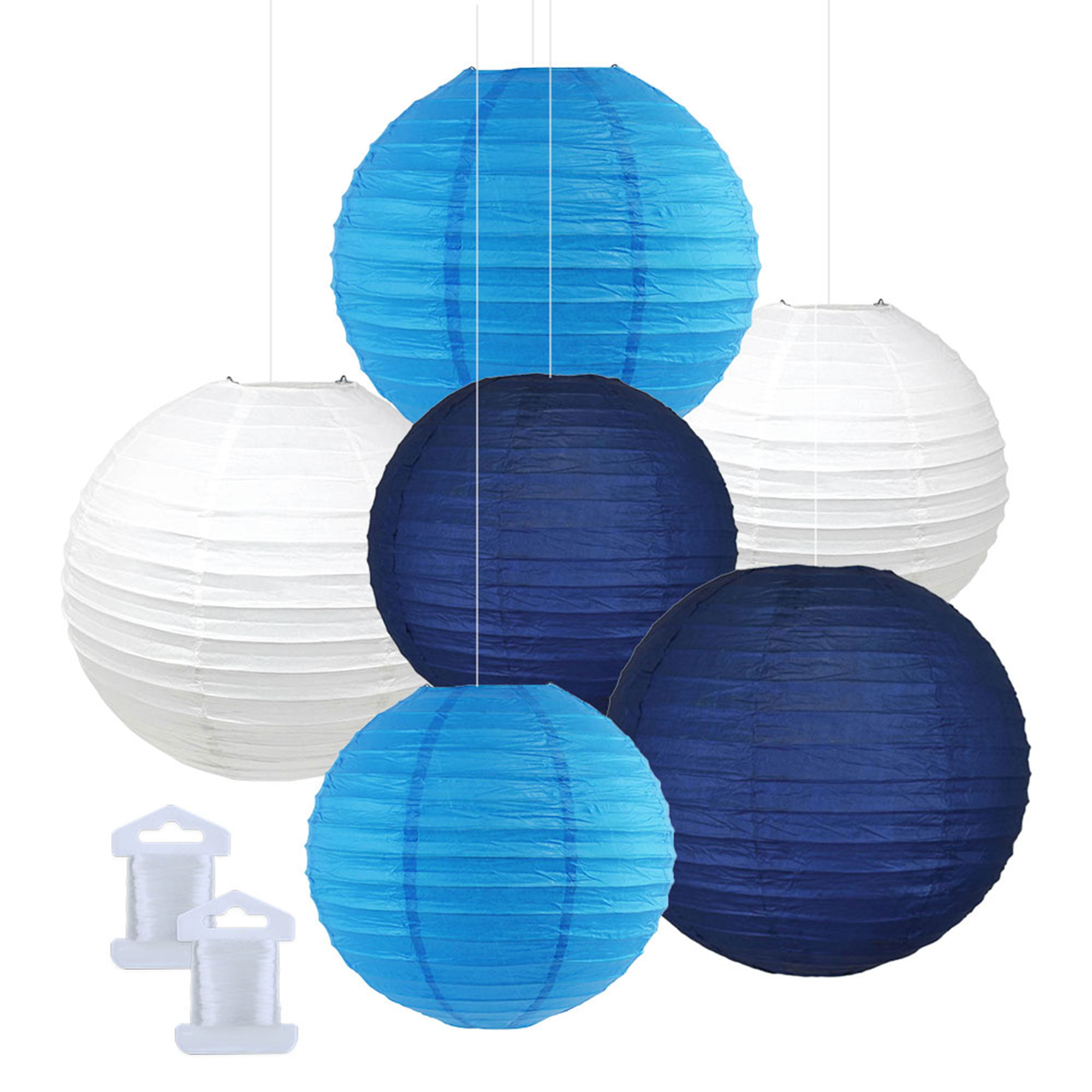 10 cm Paper Lanterns Mix Color Packs of 6 Round Paper Lanterns Lampshade Party Decorations Dark Blue Shade, 4 