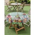 thumbnail image 3 of Outdoor Tablecloth with Umbrella Hole and Zipper, Easter Bunny Gnomes Round Table Cloth 54 Inch Waterproof Tablecloth, Spring Easter Eggs Floral Teal Wood Picnic Table Cover for Patio Camping, 3 of 7