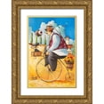 thumbnail image 1 of West, Ronald 13x18 Gold Ornate Wood Framed with Double Matting Museum Art Print Titled - Man on Bicycle w/Cupcake, 1 of 4
