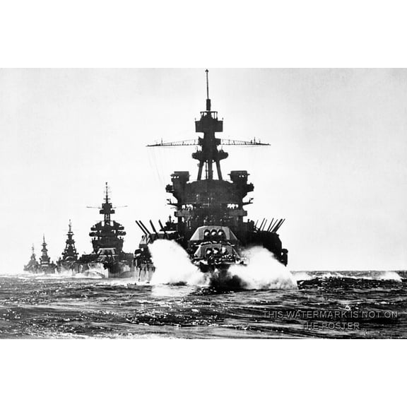 24"x36" Gallery Poster, USS Pennsylvania leads USS Colorado, USS Louisville, USS Portland, and USS Columbia into Lingayen Gulf 1945