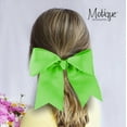 thumbnail image 3 of Motique Accessories Jumbo Hair Bow Pony with Tails for Girls & Women's (Neon Green) Grosgrain Ribbon, 3 of 6