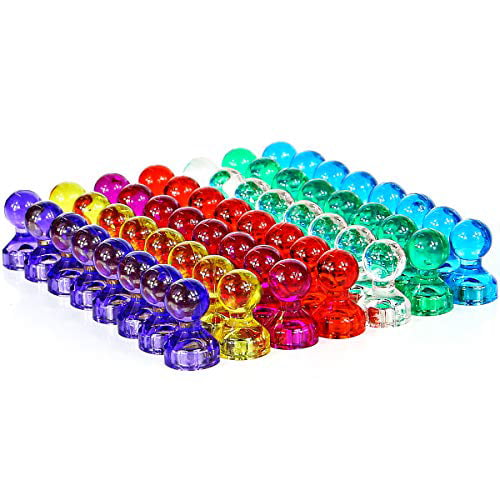 Push Pin Magnets Office Magnets 60 Pack 7 Assorted Color Strong Magnets,...