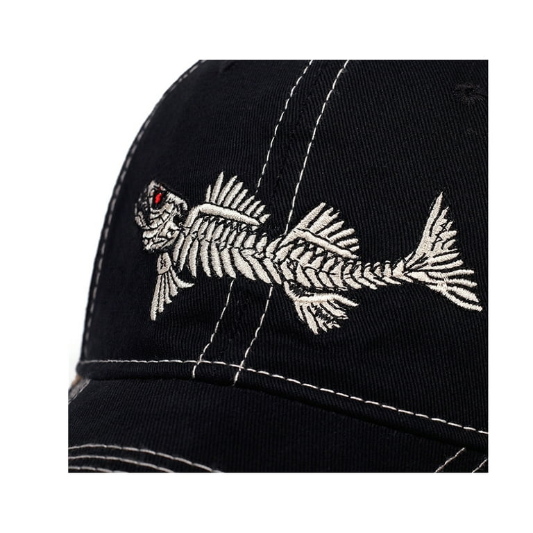 Withmoons Cotton Fishing Hat Fish Bone Embroidery Trucker Dad Baseball Cap Yz10119
