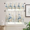 thumbnail image 2 of Botanical Flowers Kitchen Curtains and Valances Set, Rod Pocket Watercolor Wildflowers Tier Curtains 24 Inch Length, 3 Piece Retro Country Short Cafe Drapes Spring Floral Window Treatments Set, 2 of 6