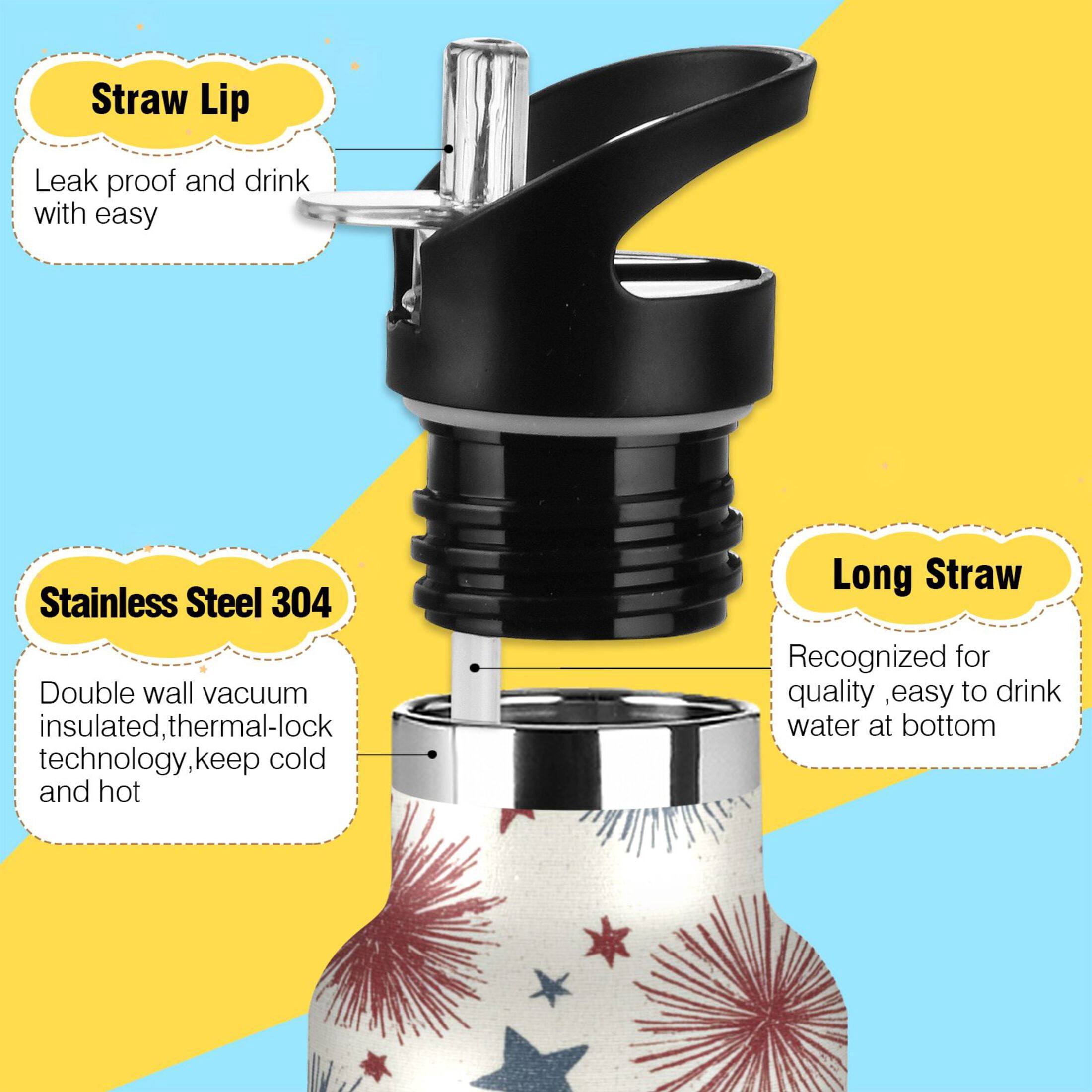 Kids Insulated Stainless Steel Sports Water Bottle 600ml (20oz) Stars and Fireworks