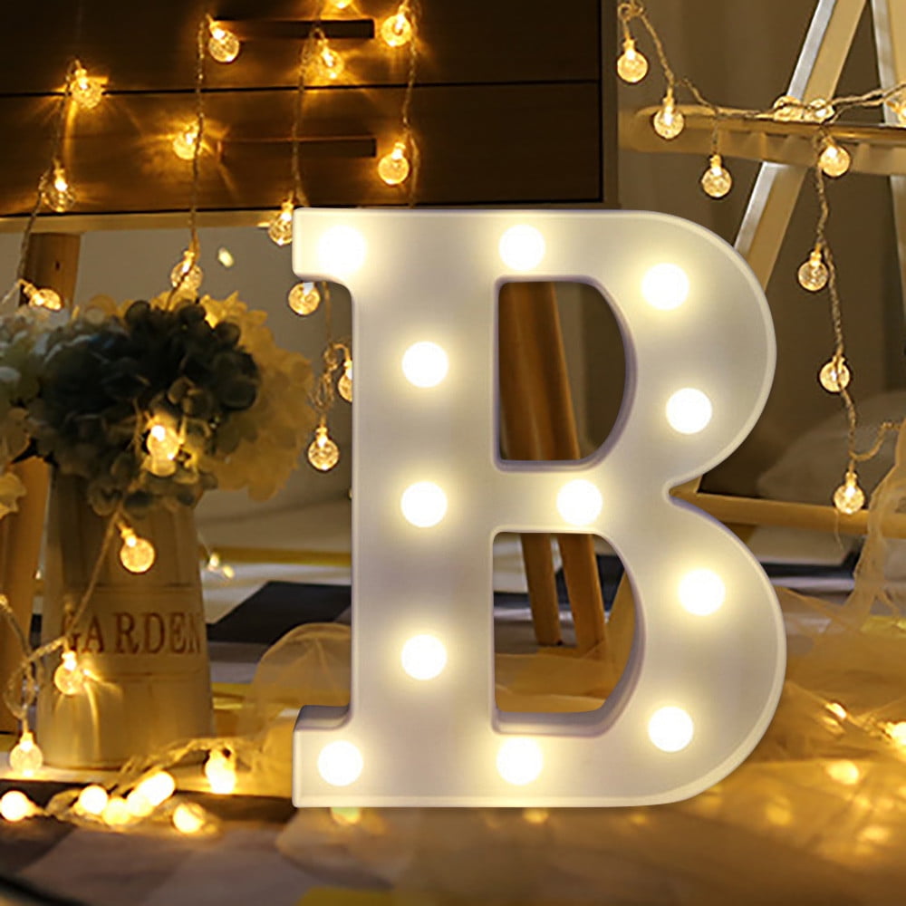 Alphabet Letter Lights LED Light Up White Plastic Letters Standing Hanging A-M & Arrow R, 22cm X 18cm X 4.5cm 