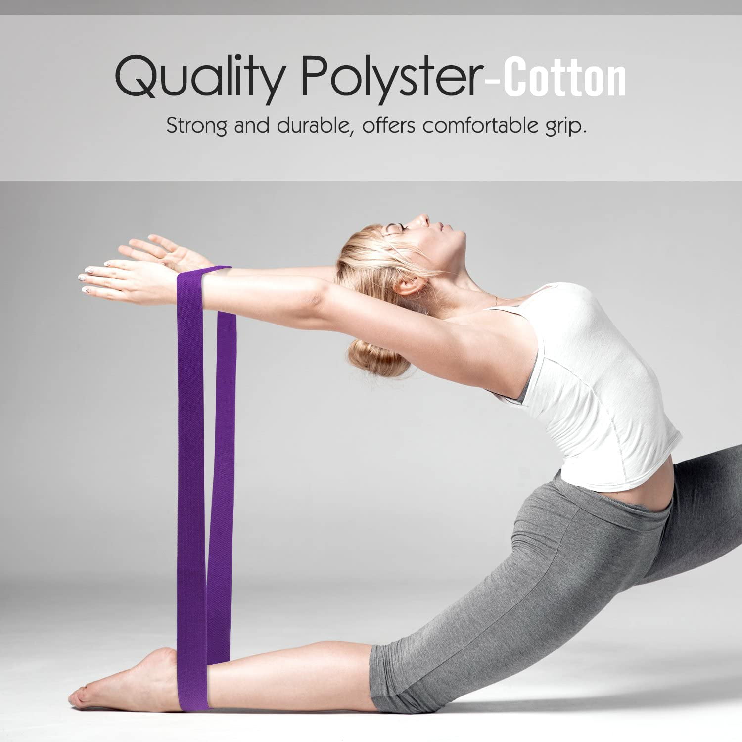 Ballet Pilates Navy Blue 8 ft 100% Cotton YOGAVNI Yoga Strap Yoga Belt Improves Stretching and Flexibility Prop For Yoga Dance D- Ring Buckle 